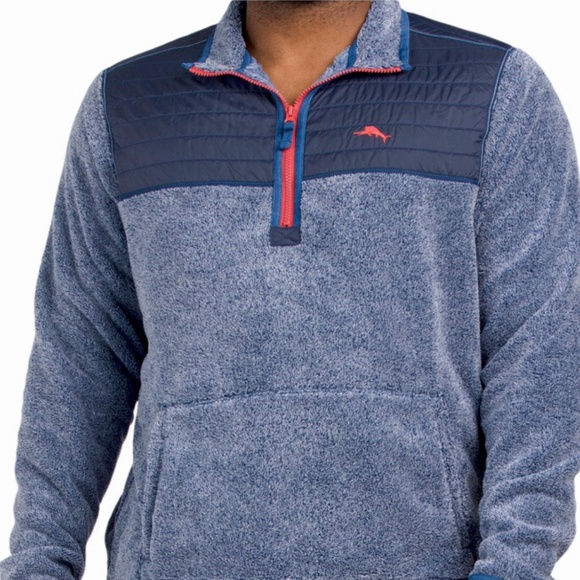 EUC Men's Tommy Bahama Cascade Cozy Half Zip Pullover Sweater in Blue Size LARGE - Picture 5 of 6